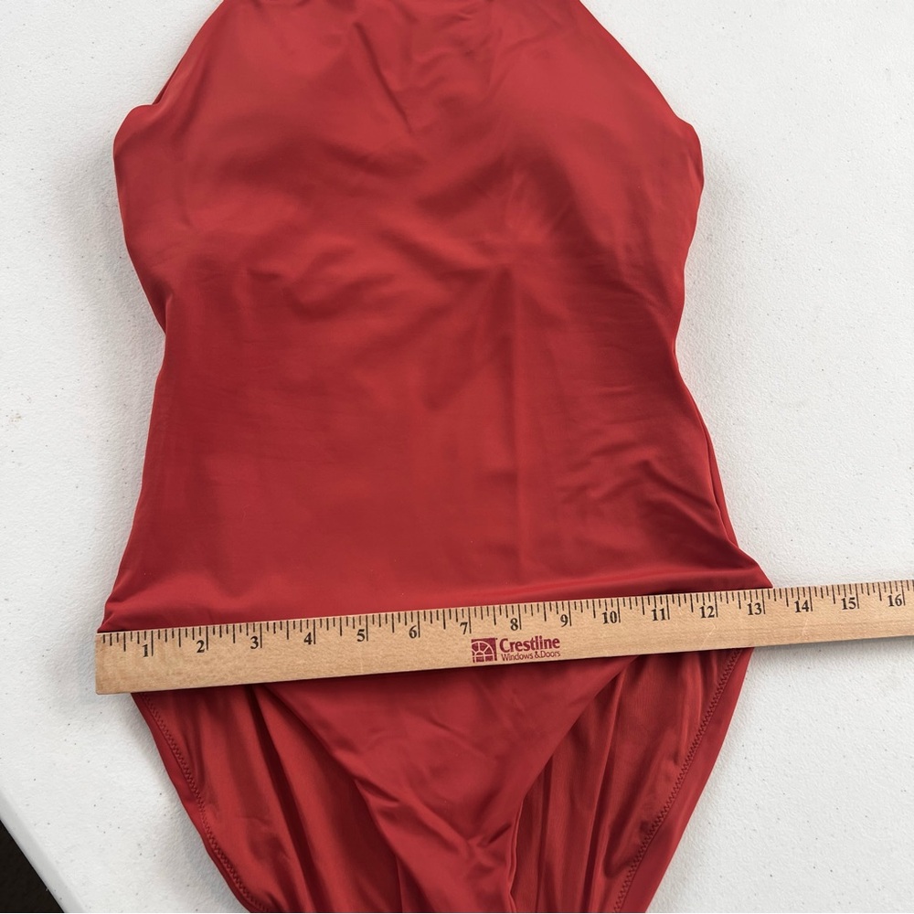New Andie Swim The Luzon Chili Pepper Red Halter Neck One-Piece Classic Swimsuit - Picture 4 of 11